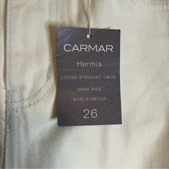 Lf Carmar White High Waisted Hermia Loose Straight Crop Lace Up Front Jeans - Picture 15 of 15